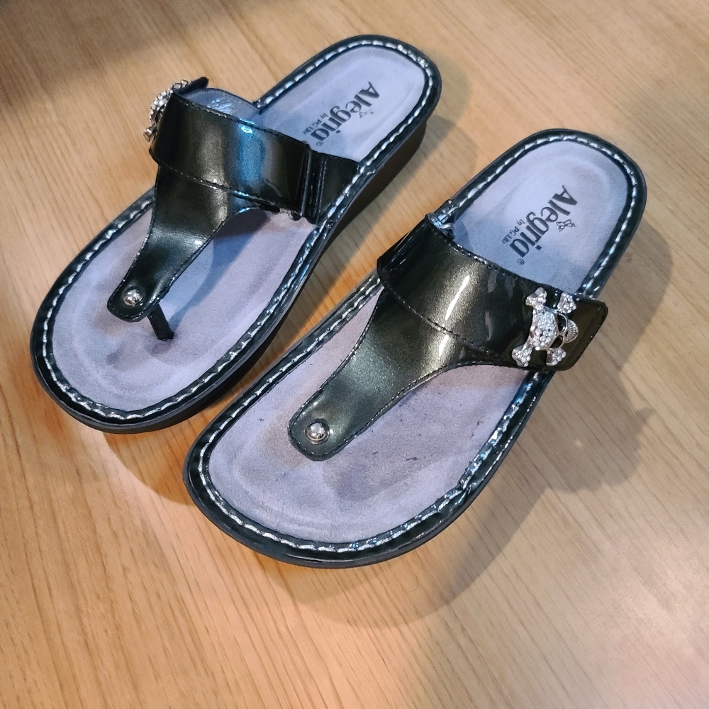 Alegria thong sandals slack shimmer 40/9.5